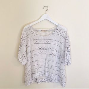 CLOTH & STONE Sheer Aztec Print Flowy Shirt Top